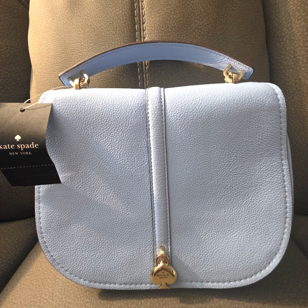 NWT Kate Spade KL025 Kayla Saddle Top Handle Bag Crossbody Handbag Montauk Blue